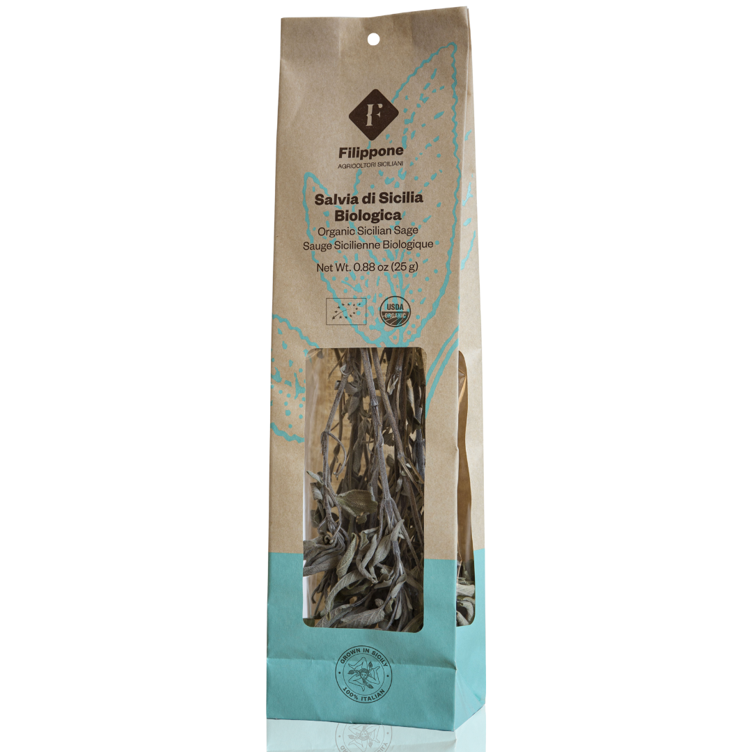 Filippone, Organic Dried Sage leaves, Italian Dried Sage Bunch, 0.88 oz. (25g)
