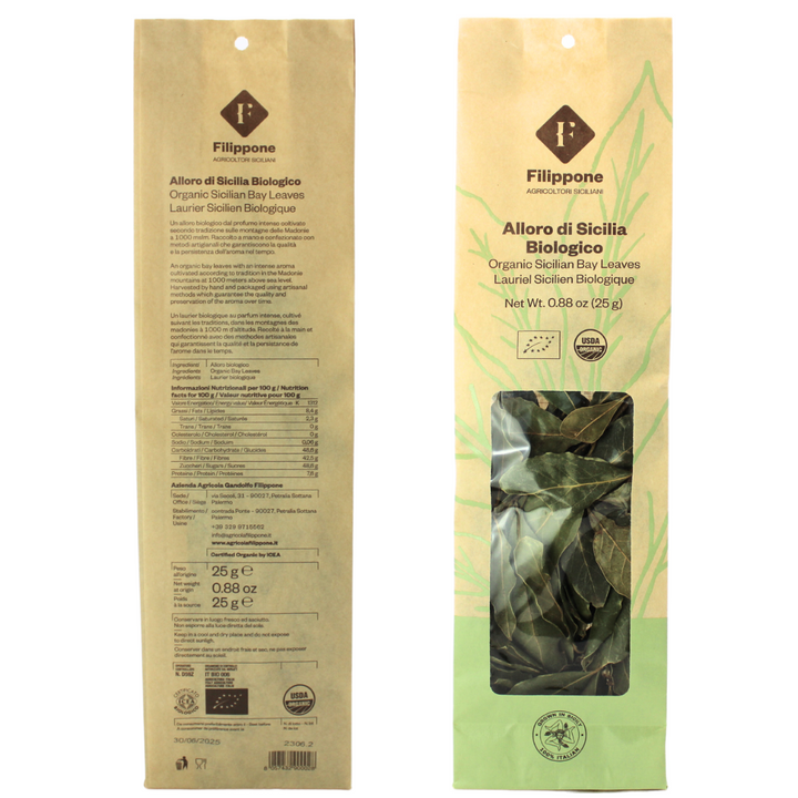 Filippone, Organic Bay Leaves, Italian Dried Leaf 0.88 oz. (25g)