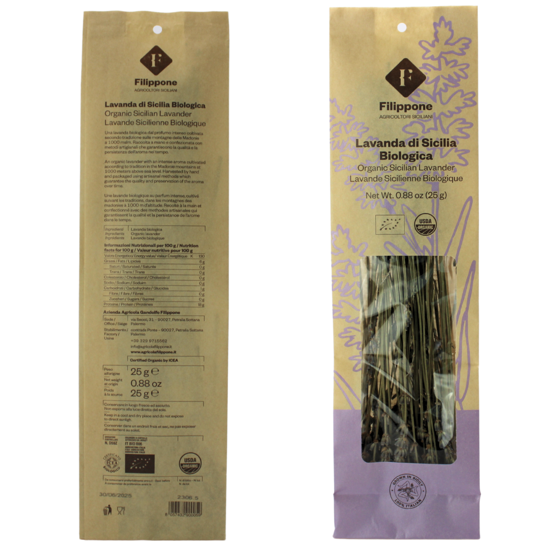 Filippone, Organic Dried Lavender Bunch, Italian Dried Lavender Branches, 0.88 oz. (25g)
