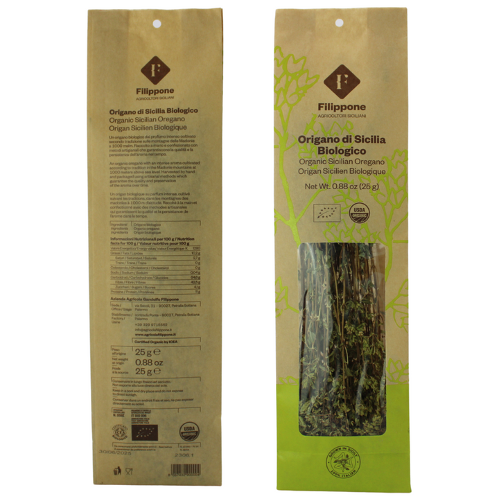 Filippone, Organic Oregano, Italian Dried Oregano Bunches, 0.88 oz. (25g)