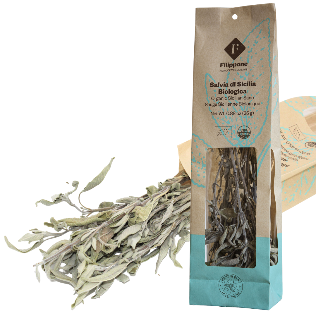 Filippone, Organic Dried Sage leaves, Italian Dried Sage Bunch, 0.88 oz. (25g)