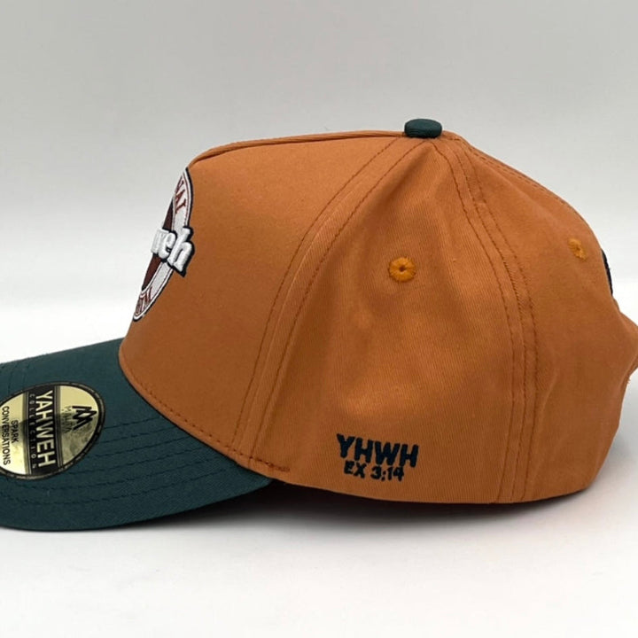 ‘Yahweh’ Premium Cotton Snapback Hat - Copper/Teal