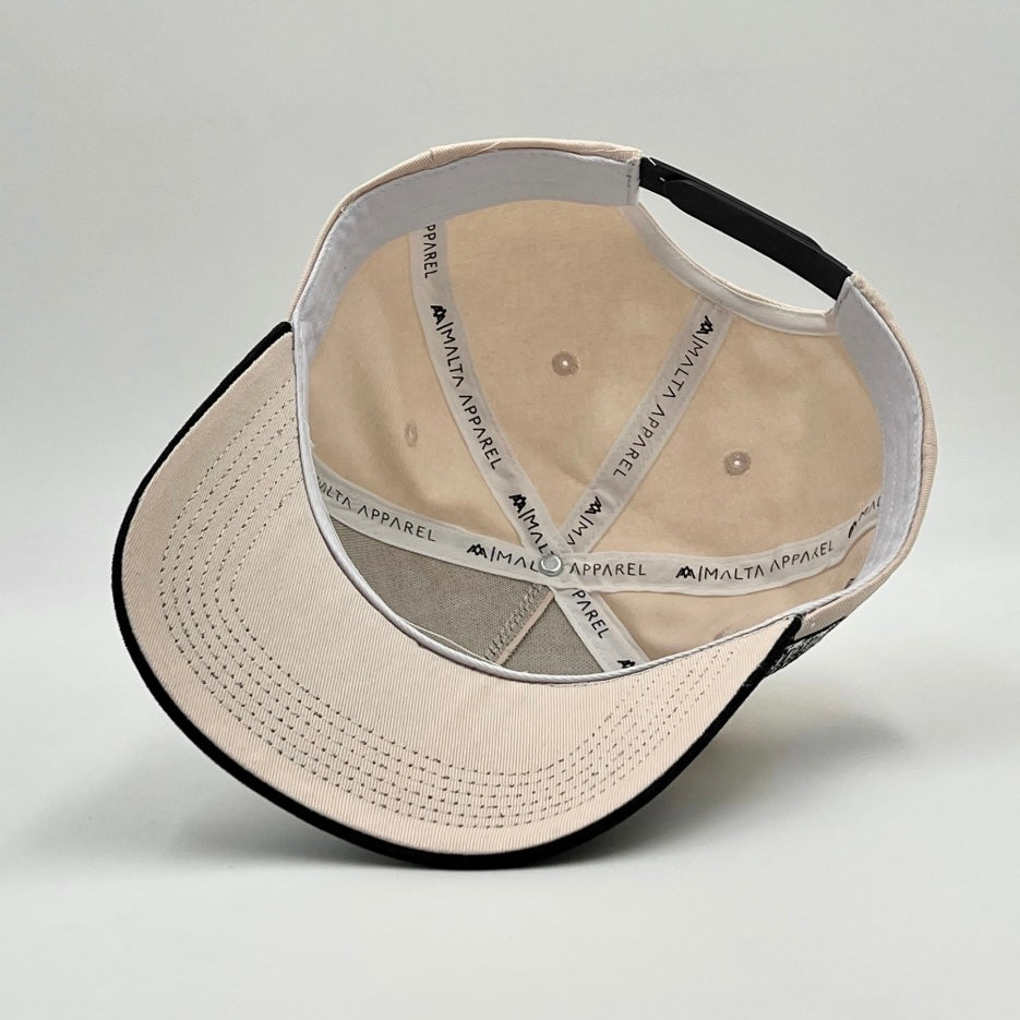 ‘YHWH’ Structured Snapback Hat - Cream/Black