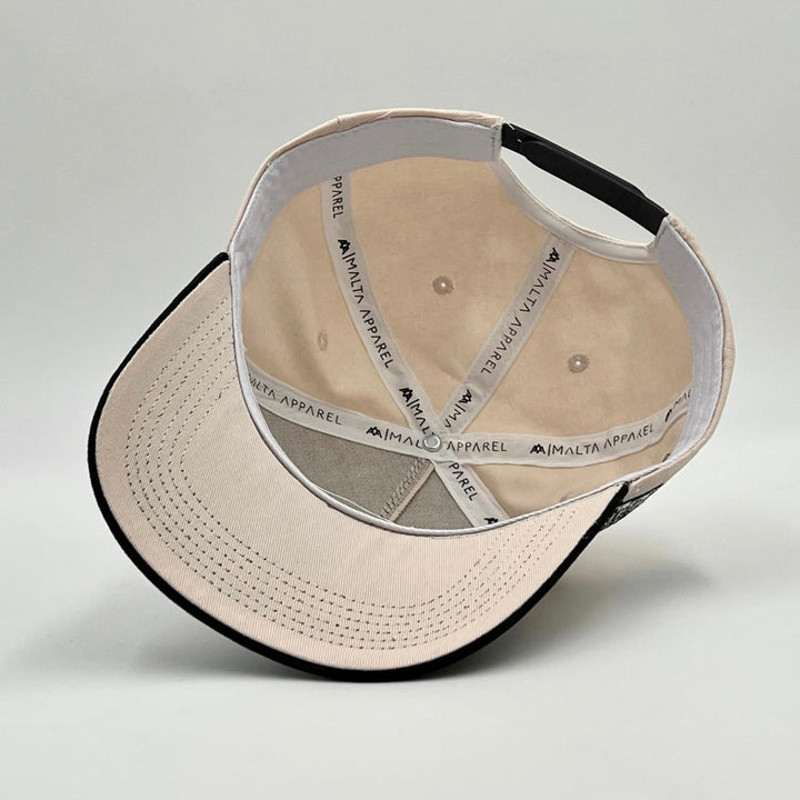 ‘YHWH’ Structured Snapback Hat - Cream/Black