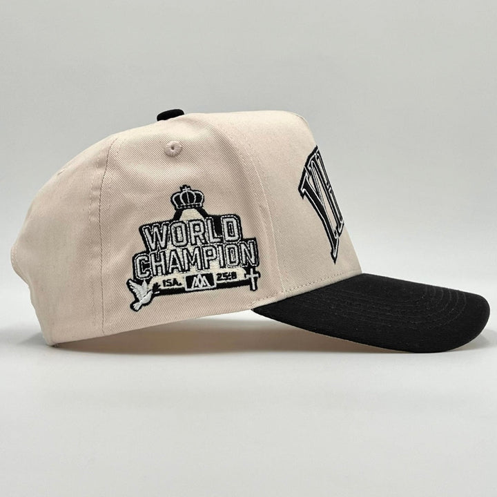 ‘YHWH’ Structured Snapback Hat - Cream/Black