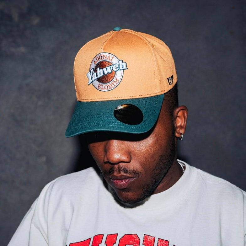 ‘Yahweh’ Premium Cotton Snapback Hat - Copper/Teal