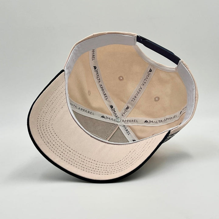 ‘YHWH’ Structured Snapback Hat - Cream/Baby Blue