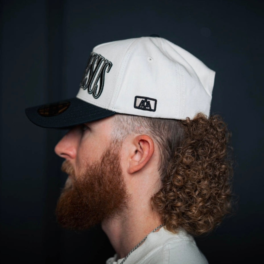 ‘JUST JESUS’ Premium Snapback Hat - Cream/Black