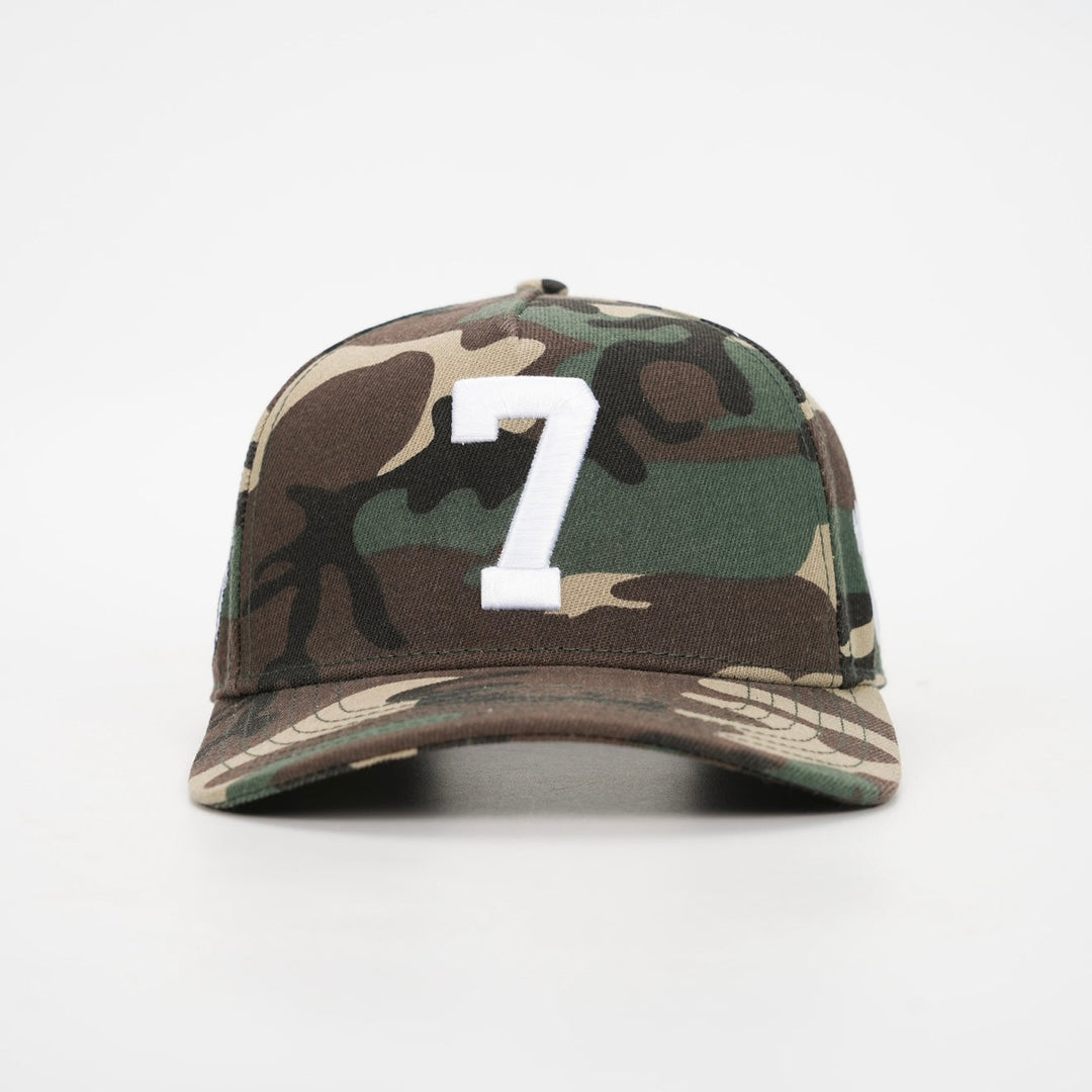 ‘7’ Premium Nylon Blend SnapBack - Camo/White