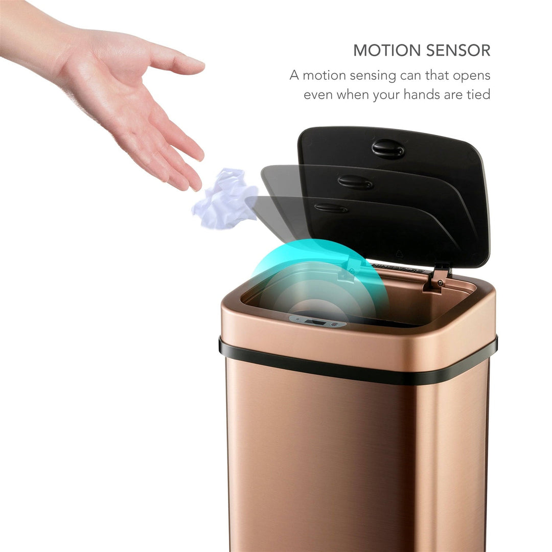 3-Gallon Motion Sensor Touchless Stainless-Steel Trash Can in Copper Gold Finish
