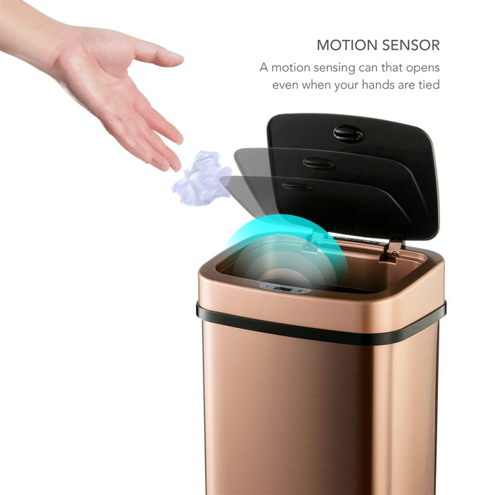 3-Gallon Motion Sensor Touchless Stainless-Steel Trash Can in Copper Gold Finish