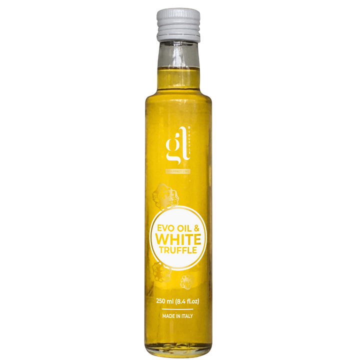 GL Truffle Gourmet, Extra Virgin Olive Oil and White Truffle with Truffle Slices (8.5 Fl oz.) 250 ml
