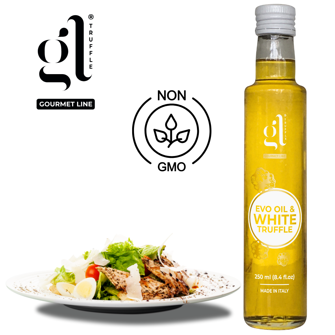 GL Truffle Gourmet, Extra Virgin Olive Oil and White Truffle with Truffle Slices (8.5 Fl oz.) 250 ml