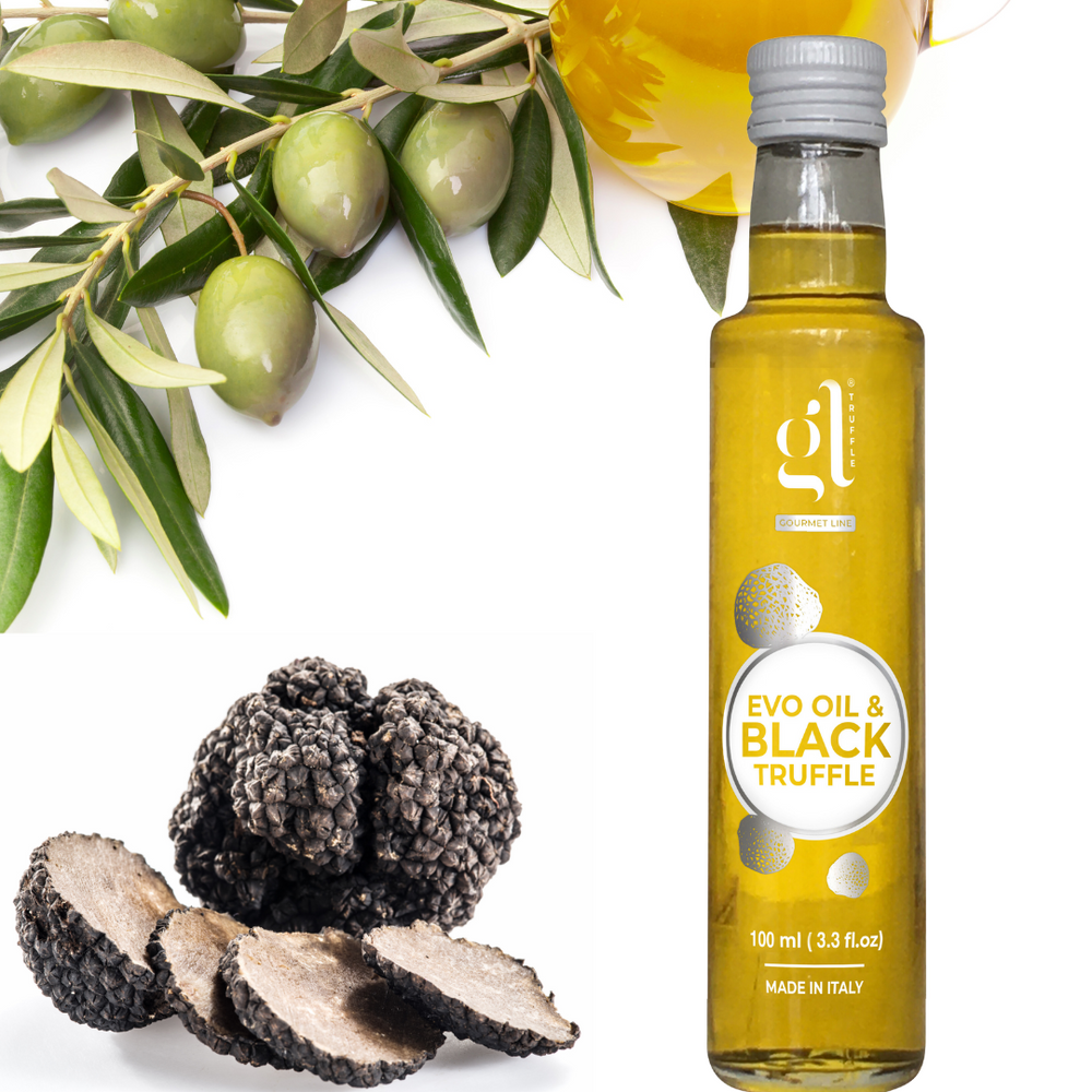 GL Truffle Gourmet, Extra Virgin Olive Oil and Black Truffle with Truffle Slices (3.4 Fluid oz.) 100ml