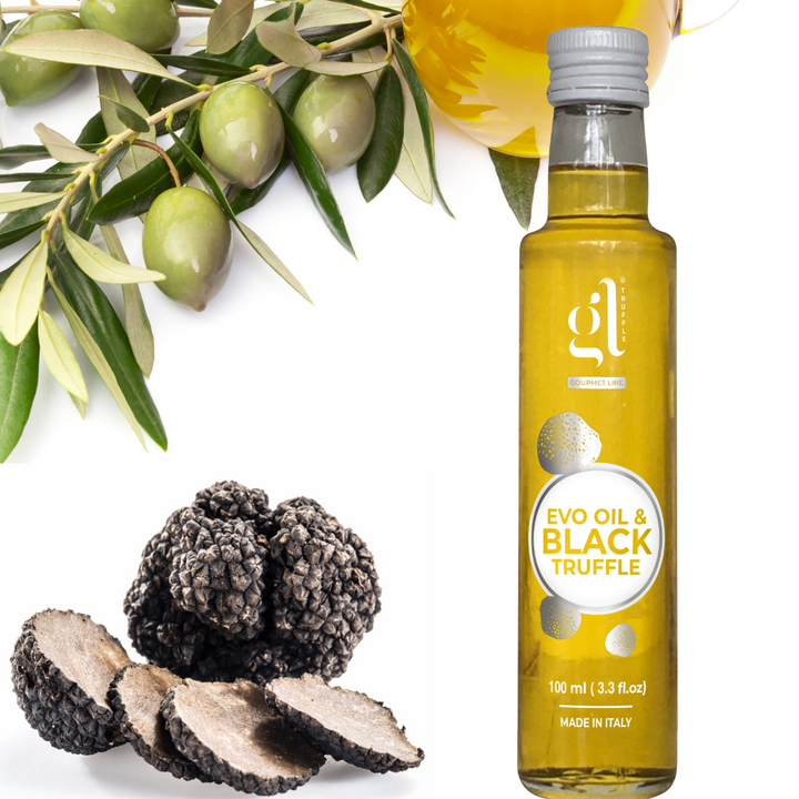 GL Truffle Gourmet, Extra Virgin Olive Oil and Black Truffle with Truffle Slices (3.4 Fluid oz.) 100ml