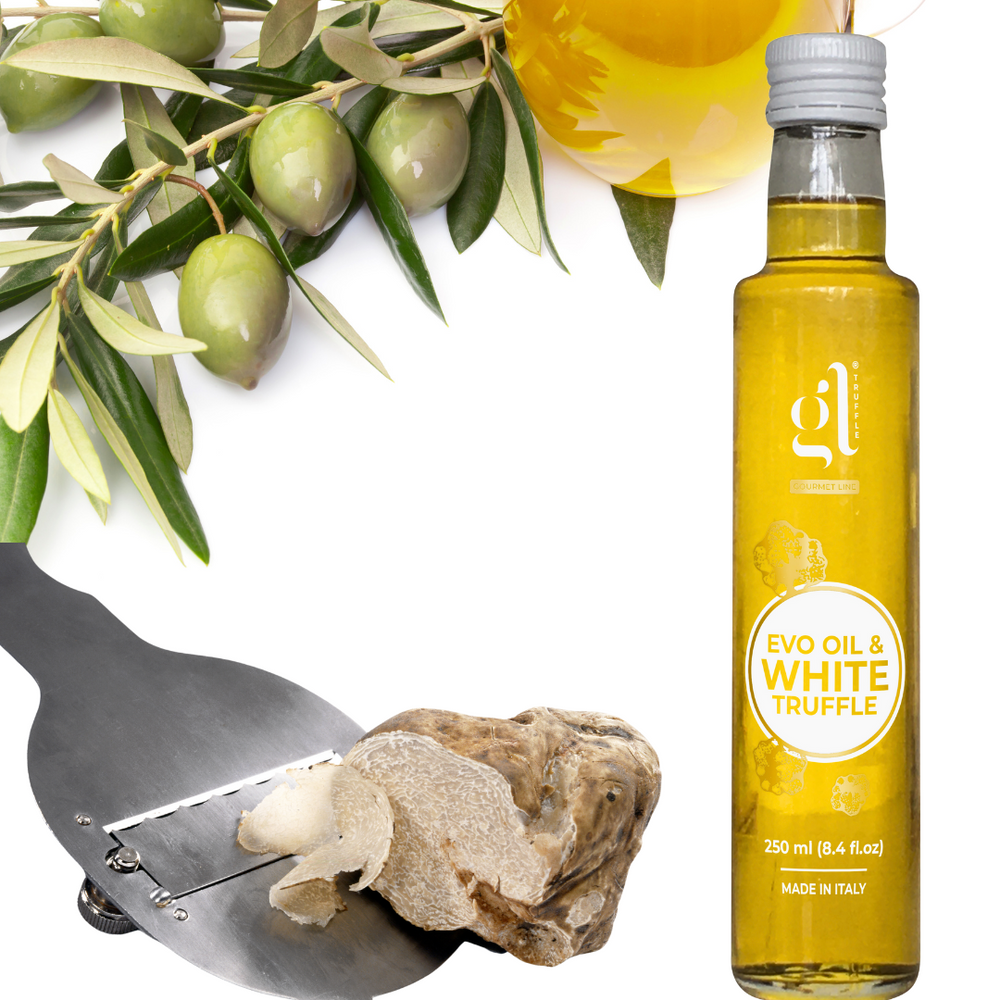 GL Truffle Gourmet, Extra Virgin Olive Oil and White Truffle with Truffle Slices (8.5 Fl oz.) 250 ml