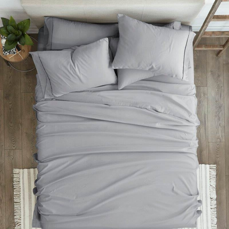King Size Grey 6 Piece Wrinkle Resistant Microfiber Polyester Sheet Set