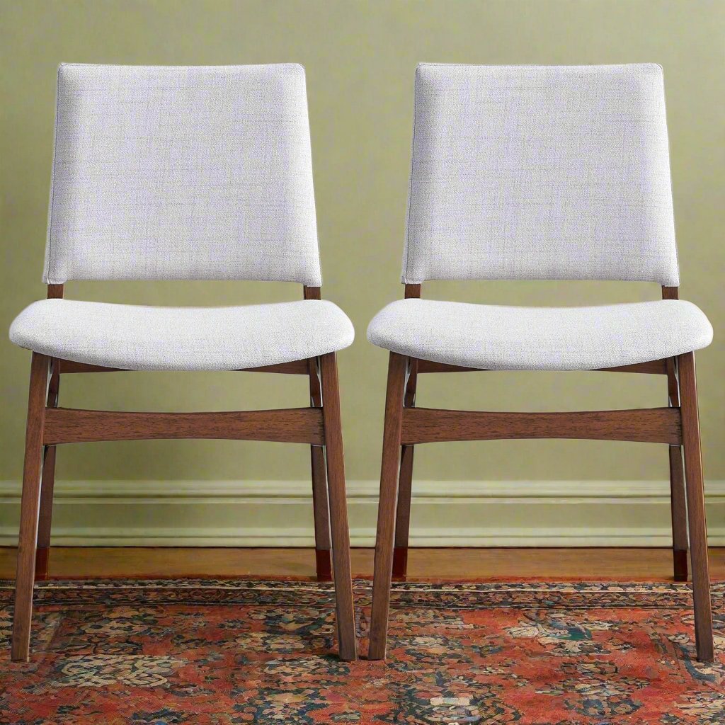 Gusto Fabric Dining Chair In Light Gray (Set Of 2) Front Closeup