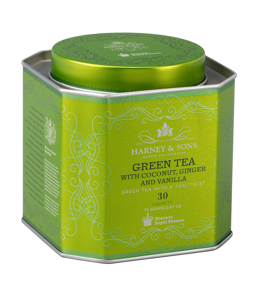 Green Tea with Coconut, Ginger and Vanilla HRP Tin of 30 Sachets