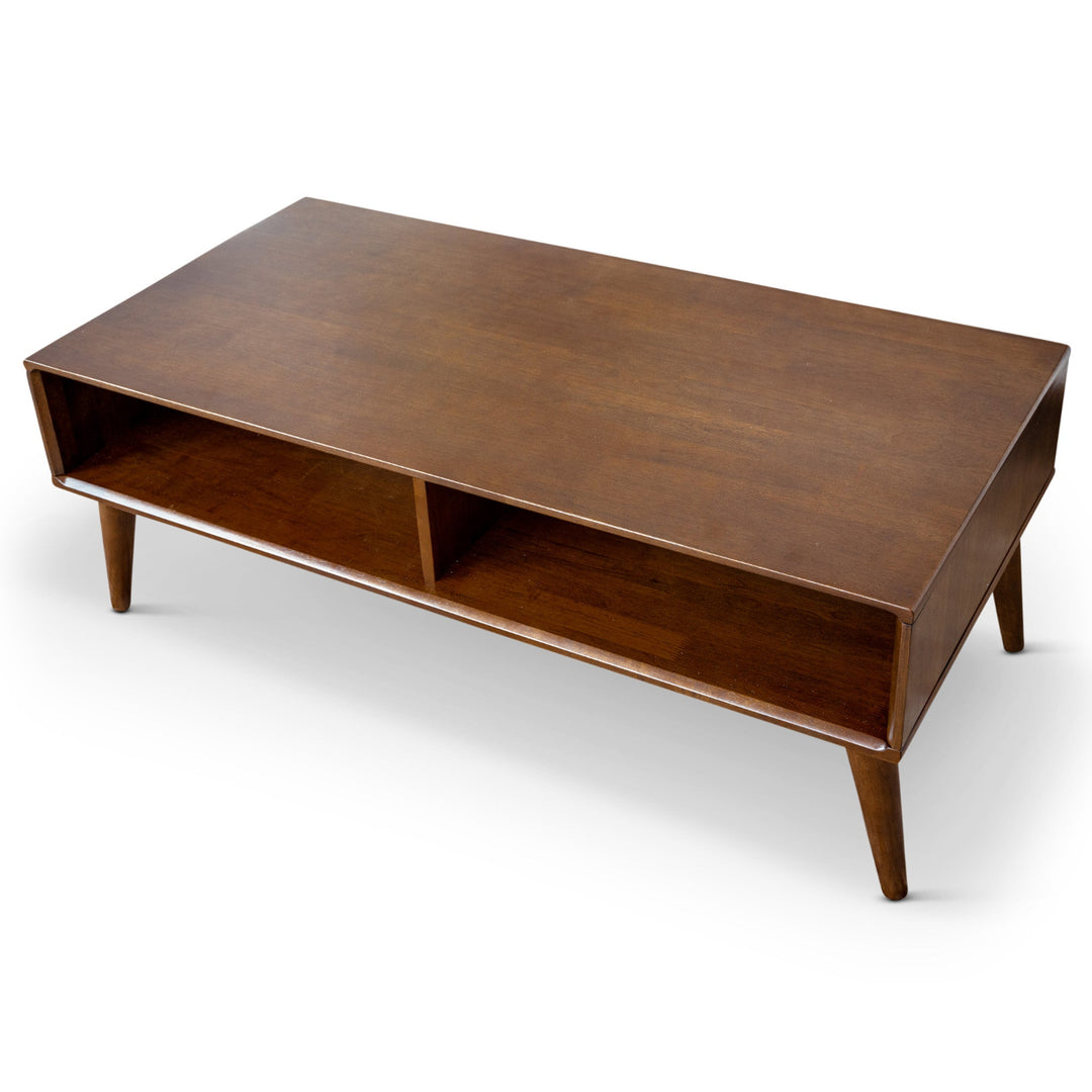 Hazel Solid Wood Walnut Brown Coffee Table Left Angle