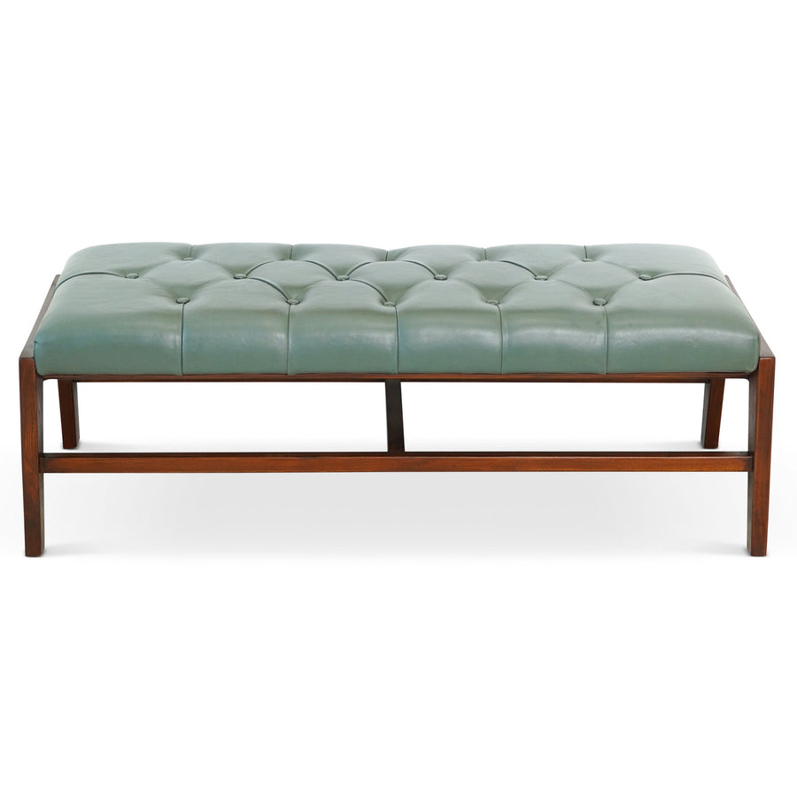 Hera Bench with Buttons (Green Leather)