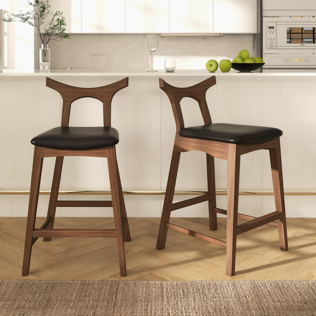 Hester Solid Wood Upholstered Square Bar Chair (Set Of 2) Set