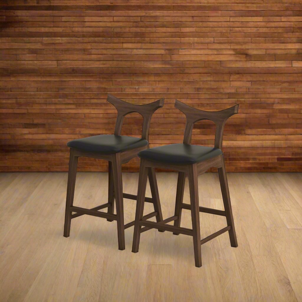 Hester Solid Wood Upholstered Square Bar Chair (Set Of 2) Left Angle Facing