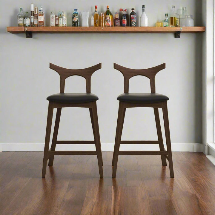 Hester Solid Wood Upholstered Square Bar Chair (Set Of 2) Front