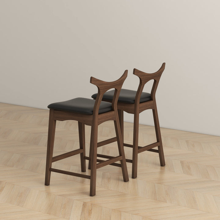 Hester Solid Wood Upholstered Square Bar Chair (Set Of 2) Back Facing