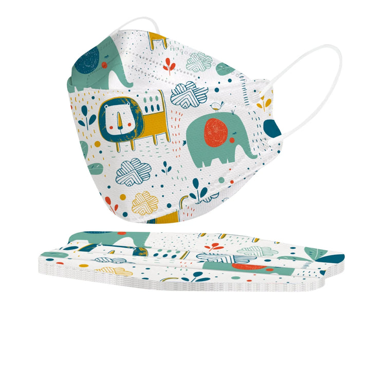Children's face mask with animal pattern on a white background.