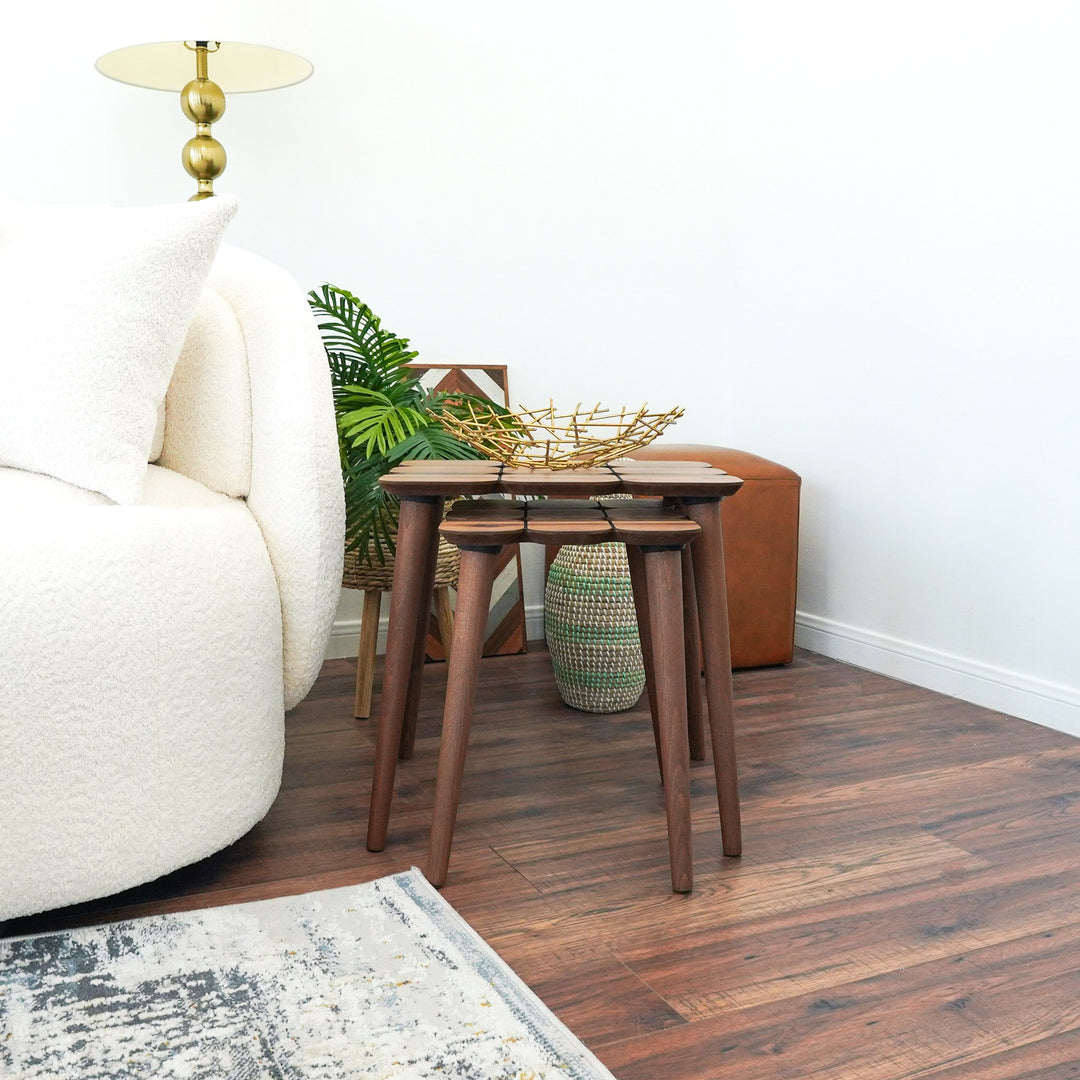 Hilson Walnut Nesting Table Side View