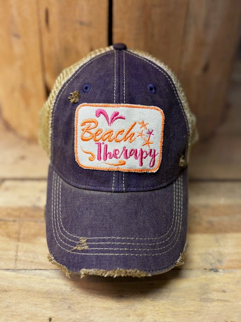 Beach Therapy Distressed Mesh Snapback Baseball Cap
