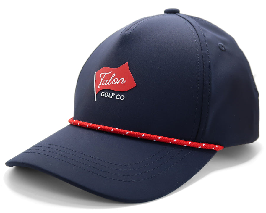 Blue Baseball Hat with Red Rope with Flag Logo