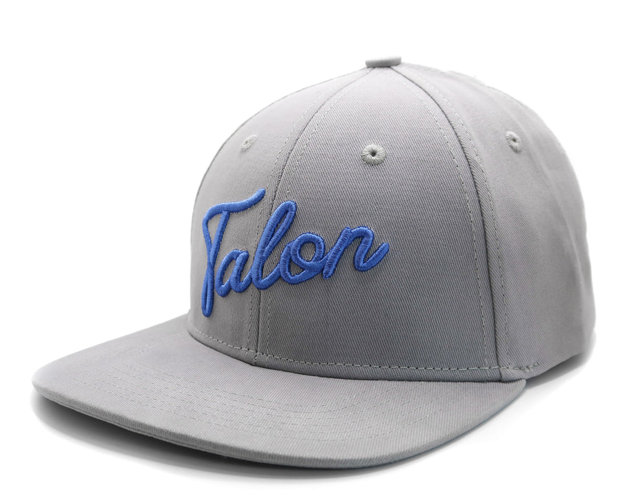 Flat Brim Hat Grey with Royal Script