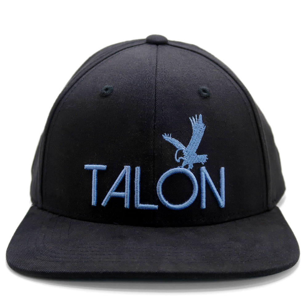 Flat Brim Hat Black/Blue/White Front View.