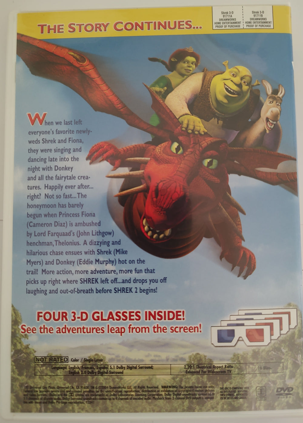 Shrek 3-D (DVD) Back