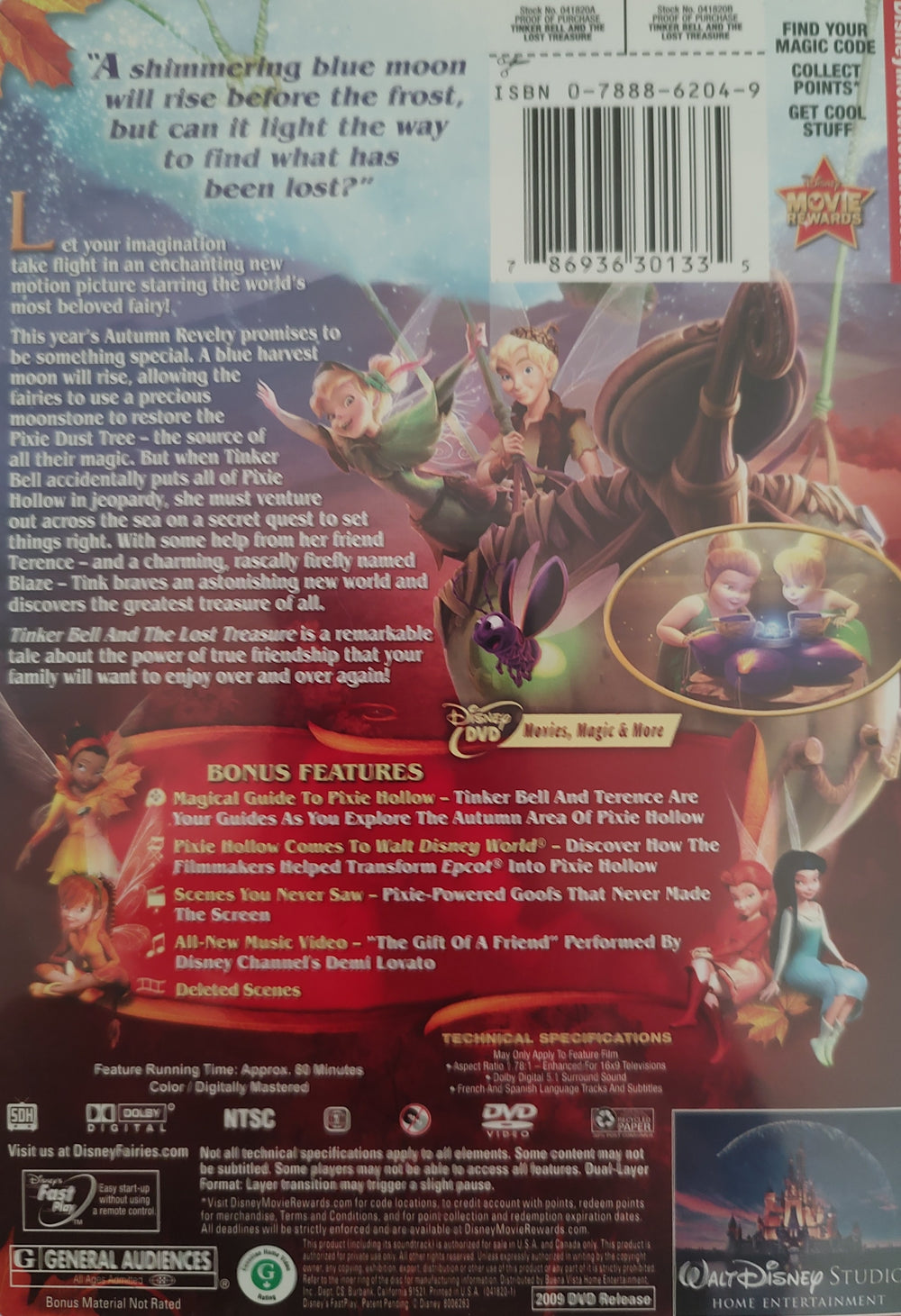Tinker Bell and the Lost Treasure (DVD, 2009) Back