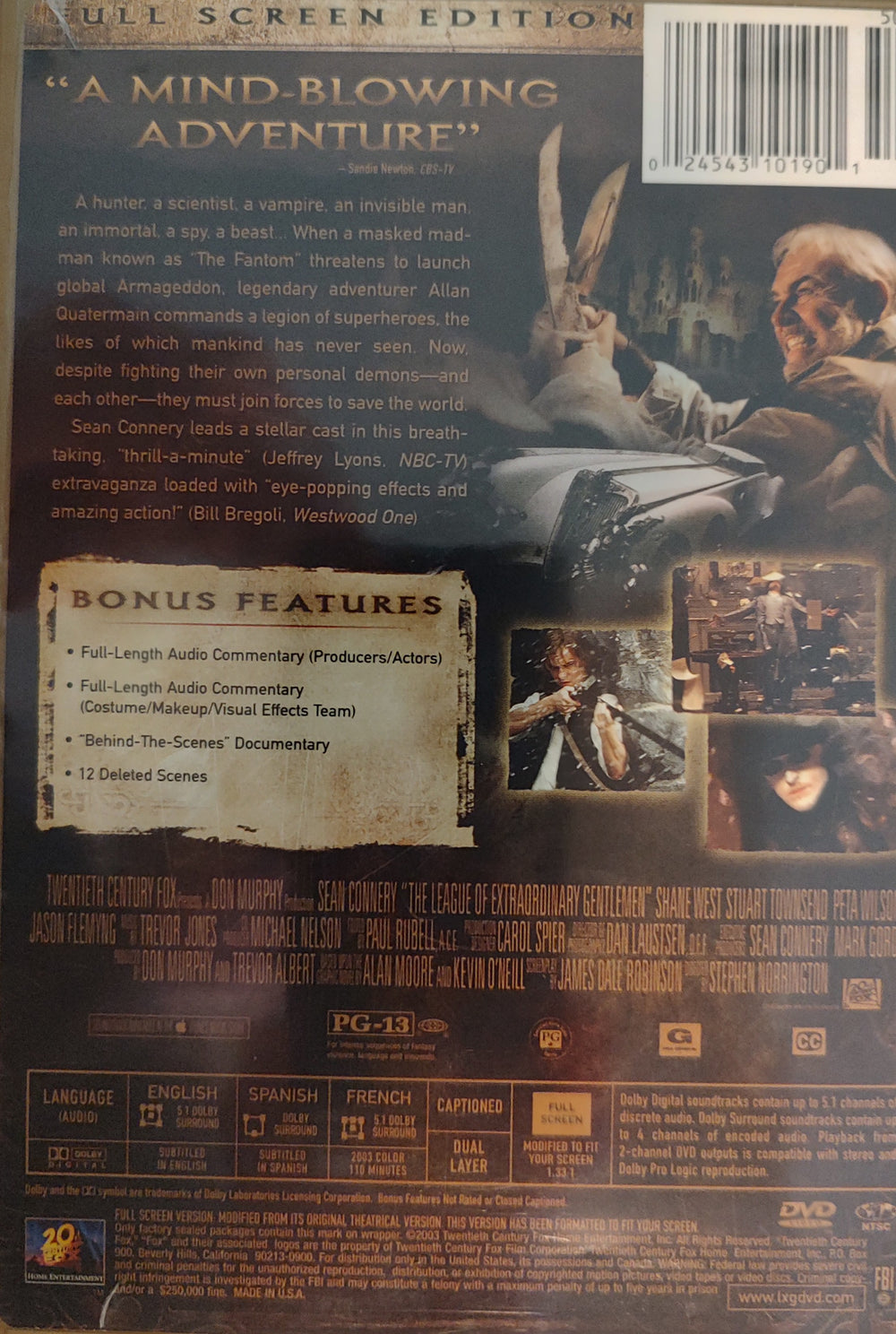 The League of Extraordinary Gentlemen DVD Back