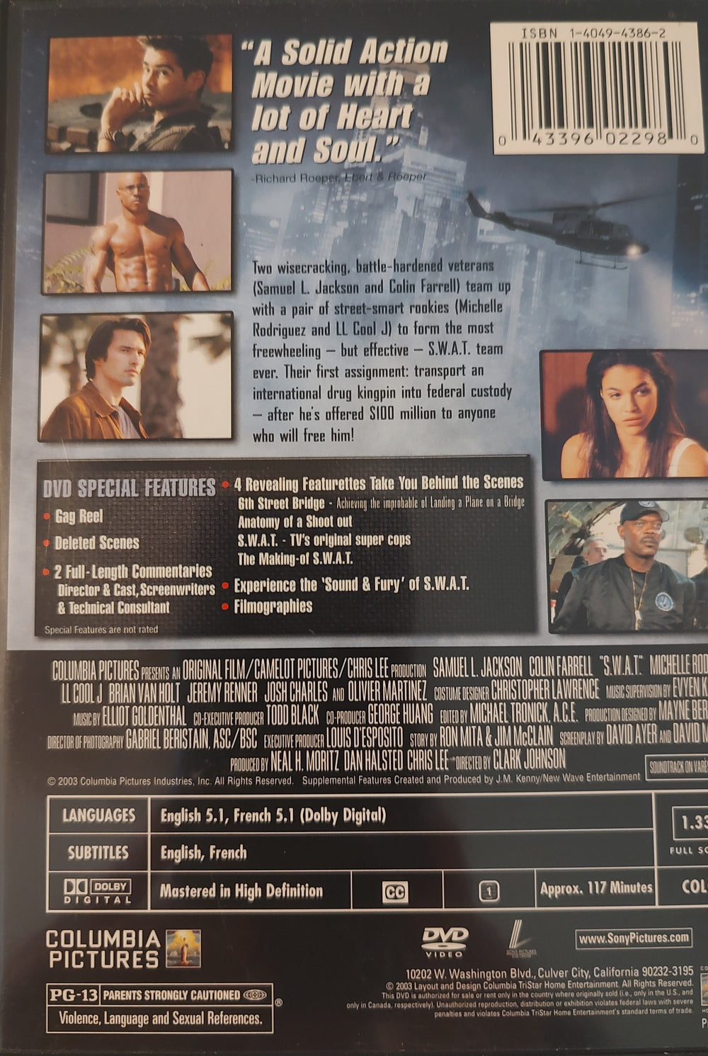 S.W.A.T. (DVD, 2003, Full Screen Special Edition) Back