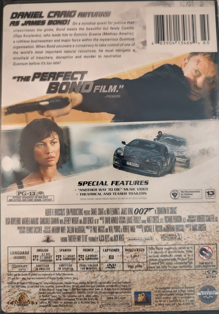 Quantum of Solace (DVD, 2008) New in Wrapping. Back