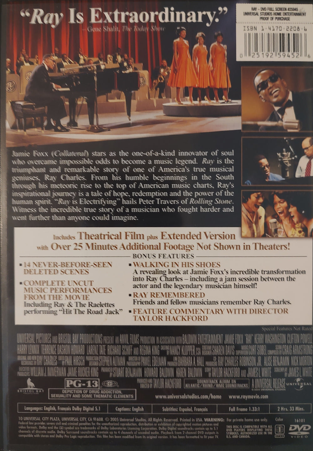 Ray, DVD Full Screen 2005 Back