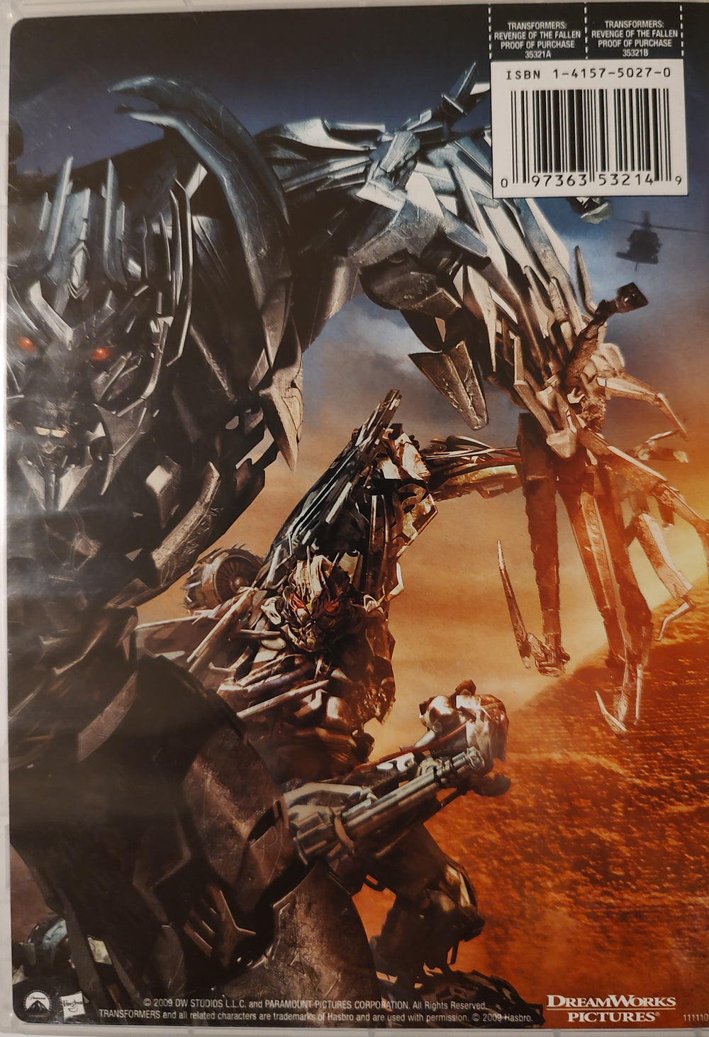 Transformers Revenge of the Fallen DVD Back