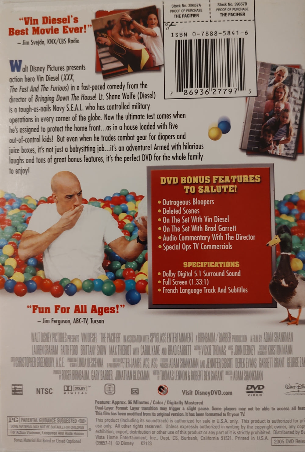The Pacifier (DVD, 2005) Back