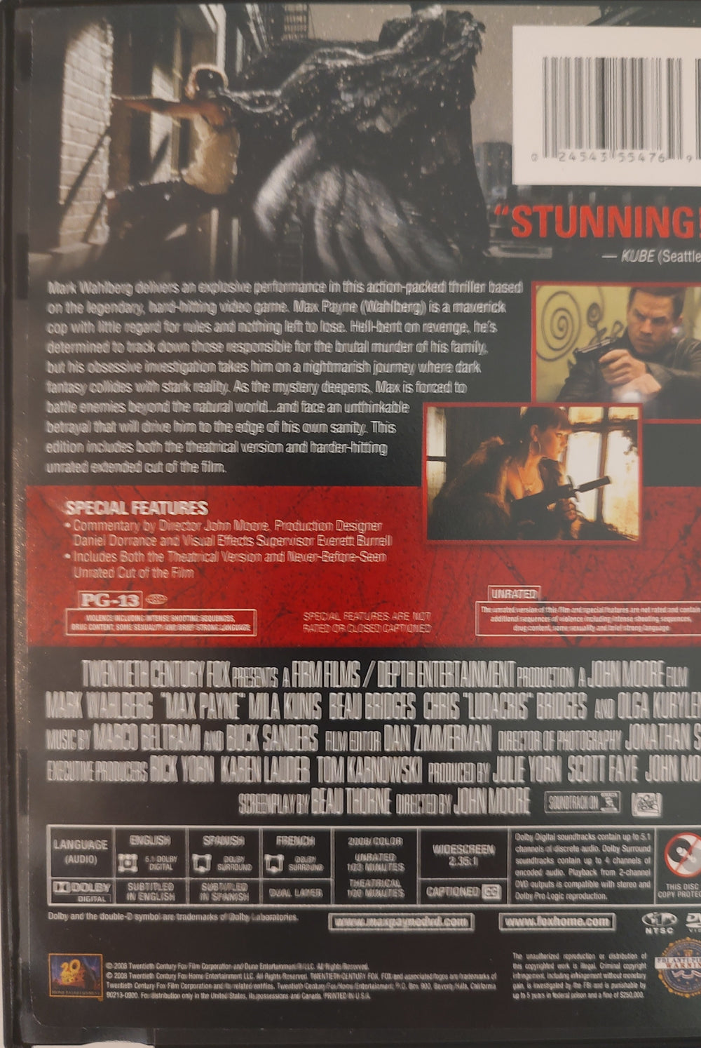 Max Payne (DVD, 2008) Back