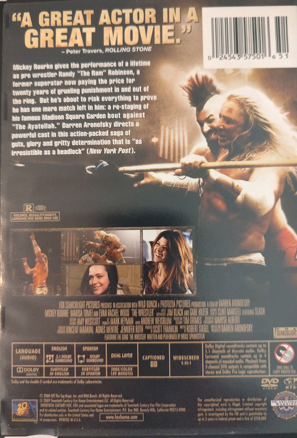 The Wrestler (DVD, 2008) Back