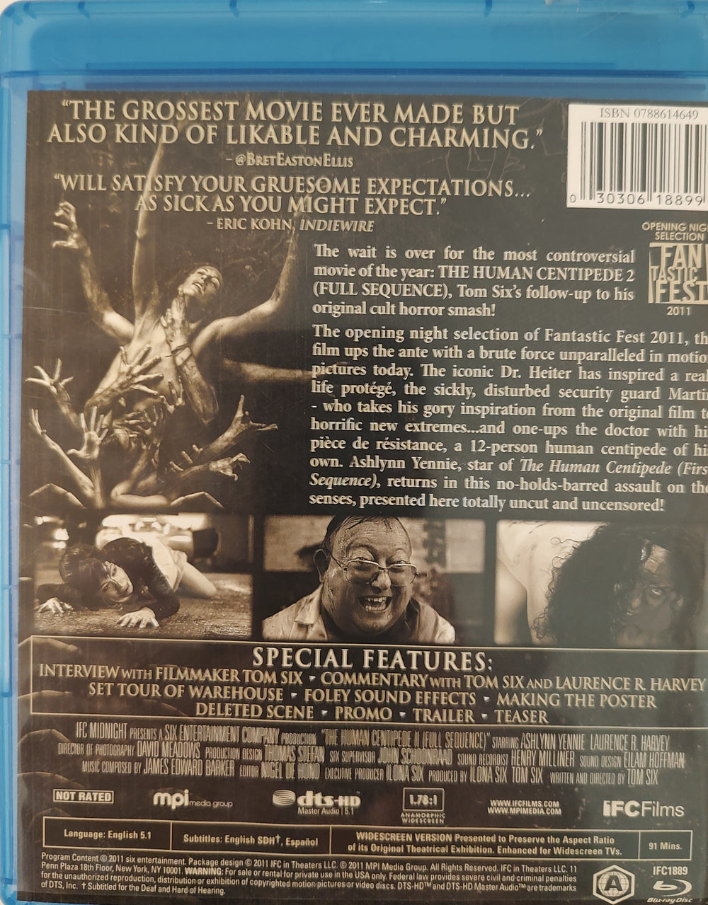 The Human Centipede 2: Full Sequence (Blu-ray Disc, 2012) Back