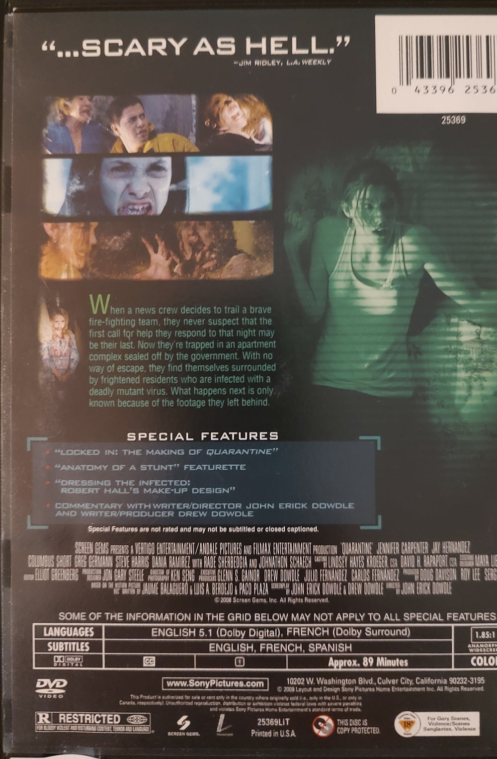Quarantine (DVD, 2008) Back