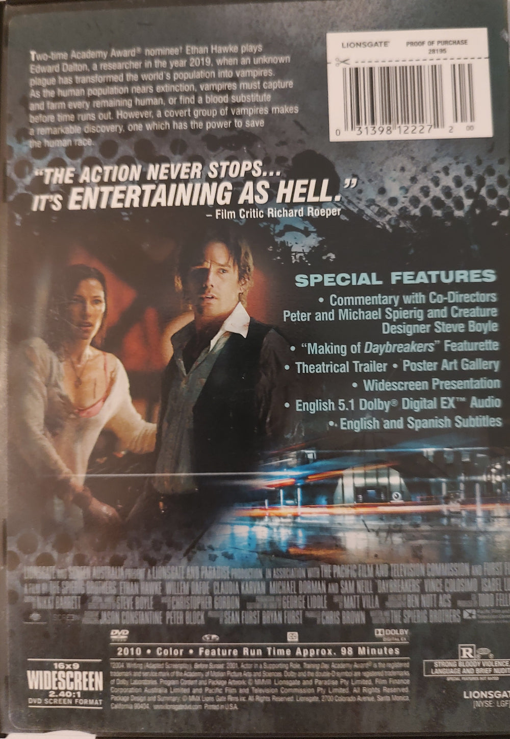 Daybreakers (DVD, 2009) Back