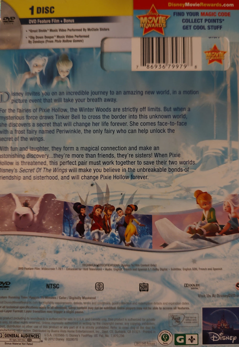 Secret of the Wings (DVD, 2012) Back