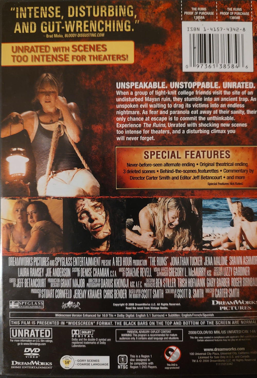 The Ruins (DVD, 2008, Widescreen) Back